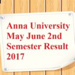 Anna University May June 2nd Semester Result 2017