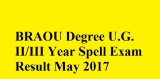 BRAOU Degree U.G. 2nd/3rd Year Spell Exam Result May 2017