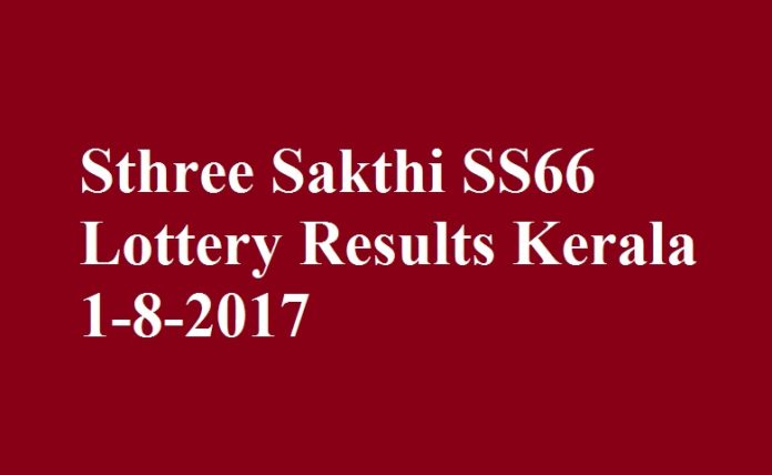 Sthree Sakthi SS66 Lottery Results Kerala 1-8-2017