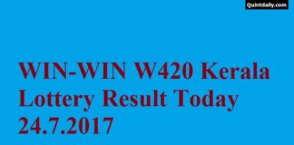 WIN WIN W420 Kerala Lottery Result Today 24.7.2017