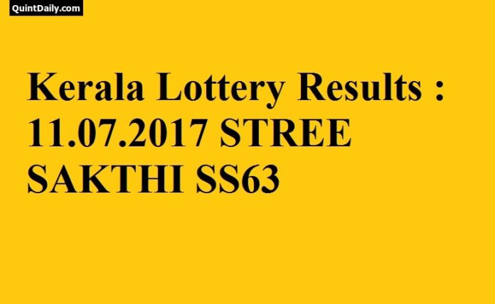 Kerala Lottery Result, STRHEE SAKTHI SS63 Lottery Result