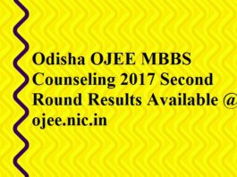 Odisha OJEE MBBS Counseling 2017 Second Round Results