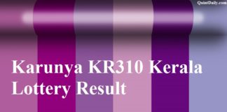 Karunya KR310 Kerala Lottery Result