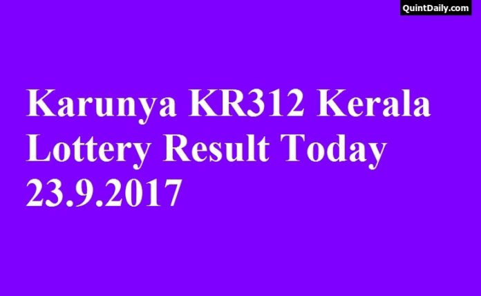 Karunya KR312 Kerala Lottery Result Today 23.9.2017