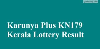Karunya Plus KN179 Kerala Lottery Result