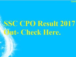 SSC CPO Result 2017