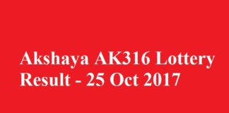 Akshaya AK316 Lottery Result