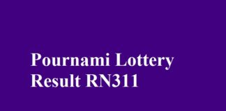 Pournami Lottery Result RN311