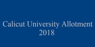 Calicut University Allotment 2018