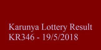Kerala Lottery Result 19.5.2018 Karunya KR346