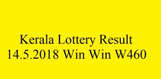 Kerala Lottery Result 14.5.2018 Win Win W460
