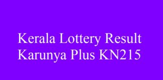Kerala Lottery Result 31.5.2018 Karunya Plus KN215