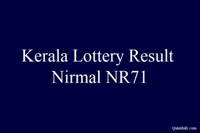 Kerala Lottery Result 31.5.2018 Nirmal NR71