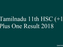 Tamilnadu Plus one Result 2018