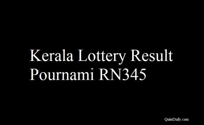 Kerala Lottery Result 24.5.2018 Pournami RN345